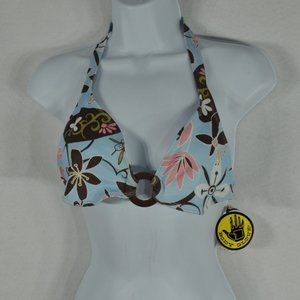 Body Glove Swimwear Top Only Size M Floral Blue NWT